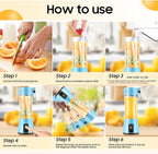 Portable Blender for Smoothies & Shakes - Personal Blender with 12Oz Traveling Cup, BAP Free, 6 Stainless Steel Blades, Freshly Squeezed for Office/Picnic/Sports