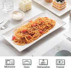 Rectangular Embossed Serving Platters Set, 12 Inch Large Ceramic Serving Plates, Stackable Serving Tray, Porcelain White Serving Platter for Appetizer, Dessert, Snacks, Steak, Dishwasher Safe (4PCS)