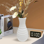 Small White Plastic Flower Vase - Dired/Fake Flower Decorative Modern Floral Vase, Ceramic Look Unbreakable Plastic Vase Minimalism Style for Table Shelf Home Decor Flower Vase Centerpieces