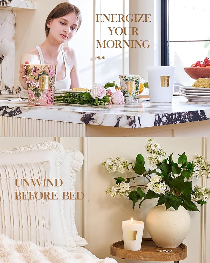 M&SENSE Rosemary Eucalyptus Scented Candle 35oz 150H Burn Time Long Lasting, 3-Wick Natural Aromatherapy Candle Highly Scented, Home Fragrance Housewarming Gifts