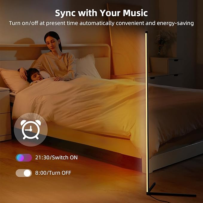 LED Floor Lamp,RGB Corner Floor Lamp with APP and Remote Control,16 Million DIY Colors&Ambient Lighting,Music Sync,Timer Setting,for Living Room, Bedroom and Gaming Room