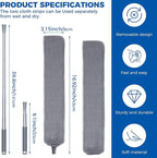 Retractable Gap Dust Cleaner Cleaning Tools with 2 Microfiber Dusting Cloths Long Handle 60inches Washable and Retractable Duster Brush for Cleaning Under Appliances Furniture Couch Fridge