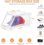 2 Pack Hat Organizer for Baseball Caps,Large Clear Cap Organizer with Drawer,Hats Holder Box for Closet with Sliding Tray,Stackable Hat Rack Display Case,Multi-use Hat Case for Caps,Each Holds 12 Hats
