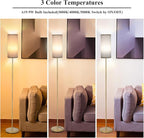 Boostarea Floor Lamp for Living Room with 3 Color Temperatures Bulb, Industrial Floor Lamps, Gold Classic Tall Lamp for Office, Standing Lamps for Bedroom, Kids Room, Reading(9W LED Bulb, Linen Shade)