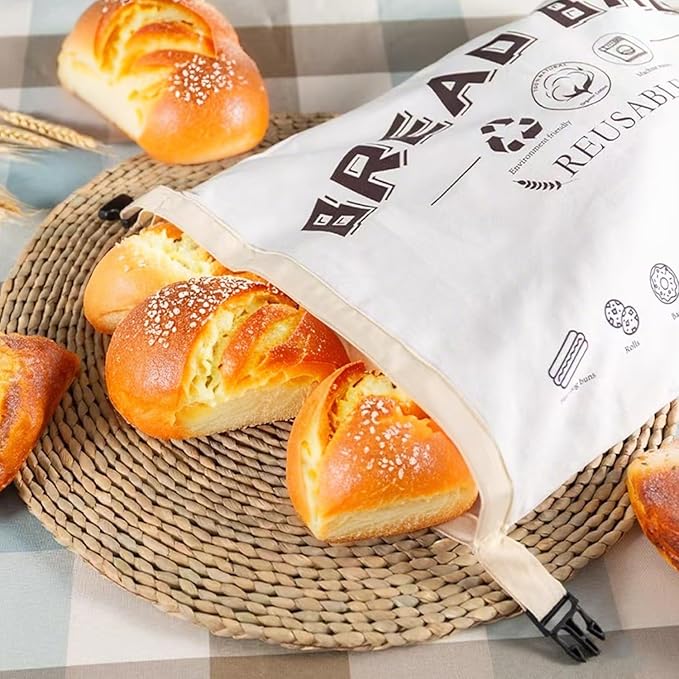 Reusable Bread Bags for Homemade Bread, Large Cotton Beeswax Bags, Sourdough Bag, Beeswax Bag, Sourdough Storage(2 Pack) Noblefuny