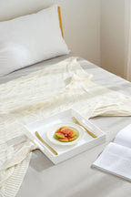 Glossy White Sturdy Acrylic Serving Tray with Handles-12x12 Inch-Serving Coffee,Appetizer,Breakfast,Butler-Kitchen Countertop Tray-Makeup Drawer Organizer-Vanity Table,Ottoman Tray-Decorative