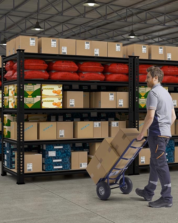 PrimeZone Heavy Duty Garage Storage Shelves - 48" W X 24" D X 72" H Adjustable Metal Shelving Unit, 5 Tier Industrial Shelves for Storage Standing Utility Rack for Warehouse, Basement, Black, 8 Pack