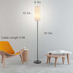 Floor Lamp for Living Room, Modern Standing Lamps with Lampshade, Minimalist Tall Lamp with Chain Switch for Living Room, LED Bulb Included (Gray Shade)