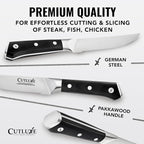 Cutluxe Steak Knives Set of 6, Serrated Steak Knives – Forged High Carbon German Steel, Full Tang, Ergonomic Handle Design – Artisan Series