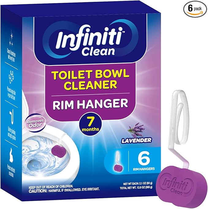 Toilet Bowl Cleaner Rim Hanger, 6 Count Automatic Bowl Toilet Cleaner, Cleans and Freshens Toilet Bowl, Lavender Scent - 7 Month