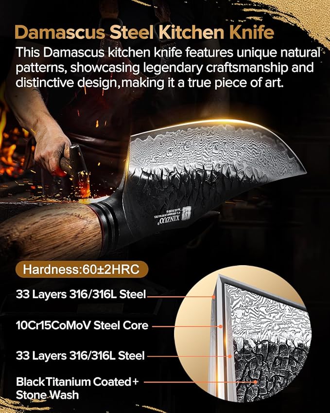 XINZUO 5.9 Inch Viking Knife With Ergonomic Wood Handle,Hand Forged High Carbon Steel Boning Knives For Kitchen Meat Cutting