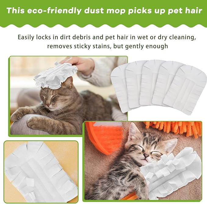 Zubebe 6 Pcs Duster Refill Reusable Fleece Duster Refills Feather Flat Dusters Multi Surface Washable Cleaning Pads Tools for Home, Blinds, Car, Pet, Furniture, Fans (White)