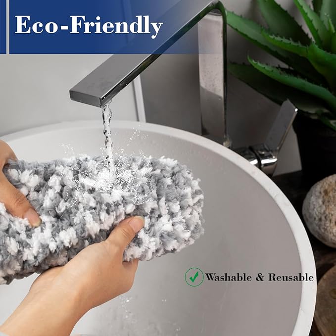 17.3" Handheld Microfiber Dusters for Cleaning-Detachable & Washable Head, for Furniture, Keyboards, Car Interiors, and Delicate Surfaces