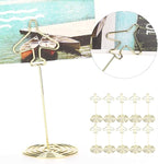 10Pcs Table Number Holders, Message Clip Gold Place Card Holder Desktop Metal Business Card Photo Golden Airplane Holder with Base Table Card Holder Stands Centerpieces for Wedding