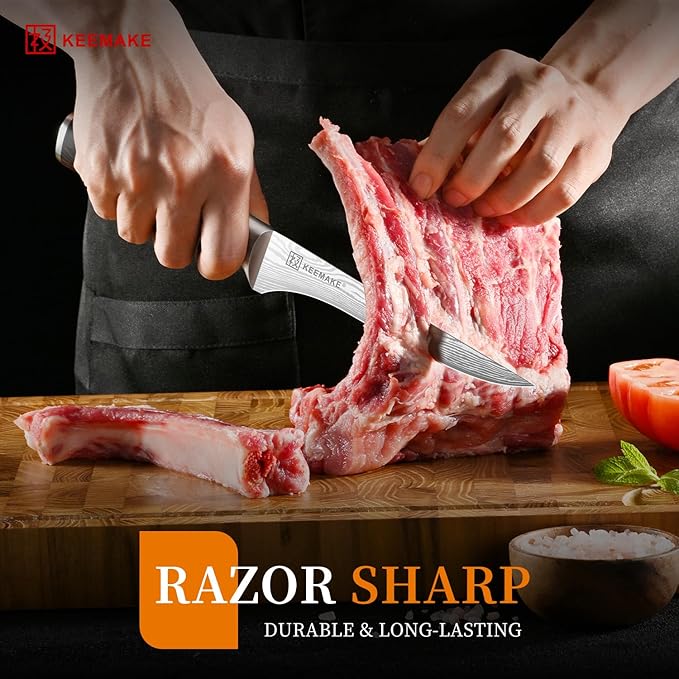 KEEMAKE Fillet Knife 6 Inch, Super Sharp Boning Knife High Carbon Stainless Steel Deboning Knives for Meat Cutting, Fish Knive with Ergonomic Pakkawood Handle with Gift Box