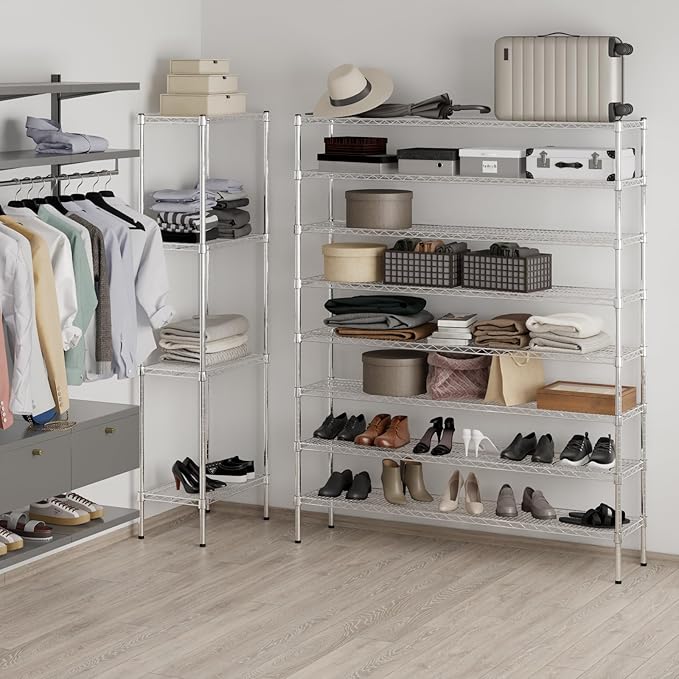 14" Deep x 60" Wide x 74" Height Wire Shelving Kit | 8-Tier | NSF Commercial Storage Rack Unit