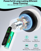 Electric Spin Scrubber for Cleaning Bathroom, Shower Scrubber Cordless Cleaning Brush with IPX7 Waterproof & 2 Speed, 3 Brush Heads, Bathroom Cleaning Supplies for Toilet Shower Tub Mint Green