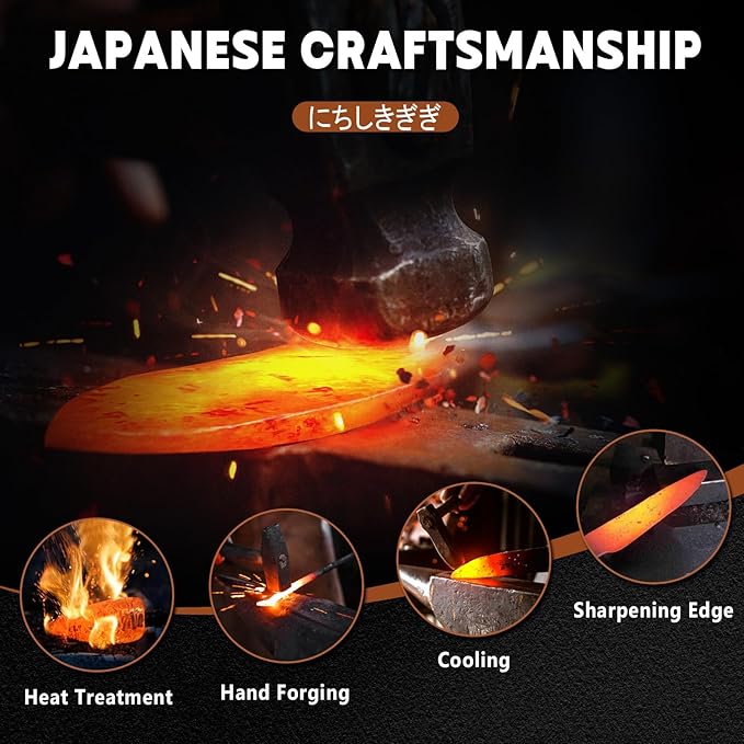 Huusk Steak Knives Set of 6, Japanese Steak Knives 4.9 Inch with Damascus Patterns, Non-serrated Steak Knife Sets With Sheaths, Sharp Steak Knife Set With Gift Box