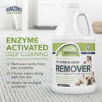 Pet Stain and Odor Remover - Enzyme Cleaner, Pet Urine Odor Eliminator Refill - Floor & Carpet Cleaner, Pet Deodorizers For Home, Fabric Freshener W/Fresh, Clean Scent, 1 Gallon