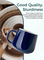 Teocera Ceramic Coffee Mug Set of 4-12 oz Coffee Mugs with Large Handles for Hot or Cold Drinks Like Latte, Cocoa, Tea or Juice - Smooth Ceramic, Dishwasher Safe, Navy