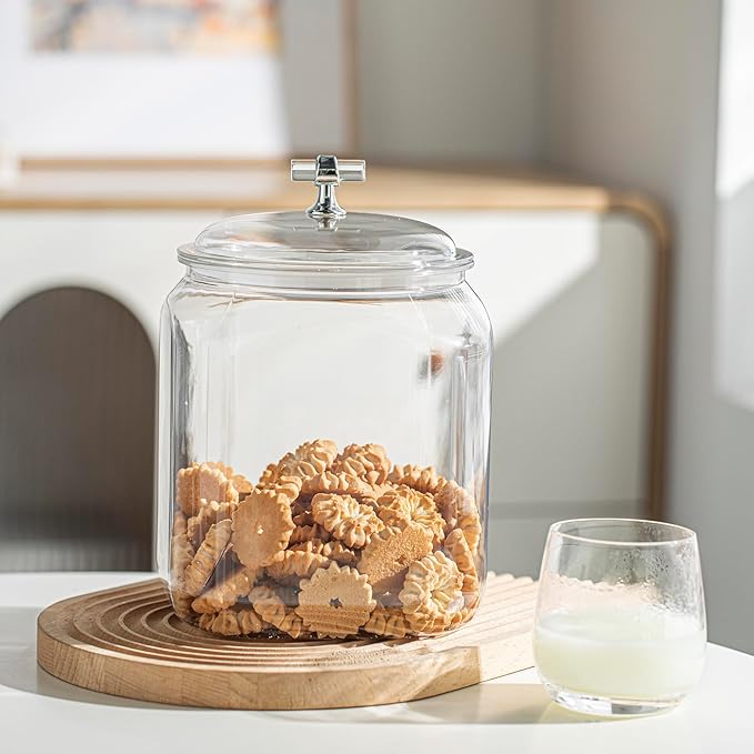 101oz Plastic Food Storage Jar with Airtight Seal Lid, Square Kitchen Counter Container for Cookies, Candy, Pasta, Dry Goods for Pantry Organization，3L
