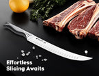 BRODARK Butcher Knife - 10" Curved Breaking Knife for Meat Cutting - High Carbon Stainless Steel, One Piece Design Scimitar Knives - NSF Certified, Shark Series