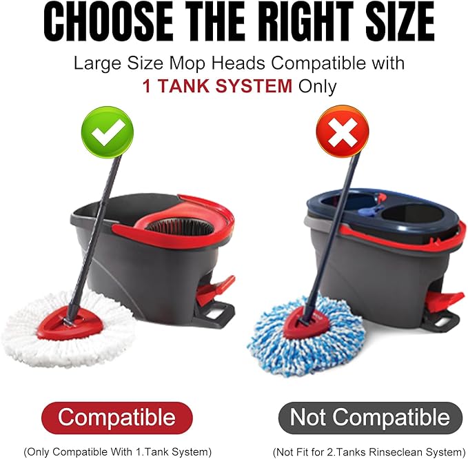 9Pcs Spin Mop Replacement Heads, White Large 360° Easy Wring Spin Mop Head 100% Microfiber Refill, Easy Cleaning Spin Mop Head, Deep Clean, Machine Washable for Easy House Cleaning Floor Mopping