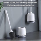 Lefree Silicone Toilet Brush and Holder,Bathroom Cleaner Brush Set,Non-Slip Handle Toilet Bowl Brush with TPR Soft Bristle,Wall Mounted/Floor Standing