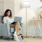 Floor Lamps for Living Room - Modern Gold Floor Lamp with Remote Control, Dimmable Colors Temperature Standing Lamp with LED Bulbs, Tall Lamp for Bedroom Office Kid Room - Brass Gold