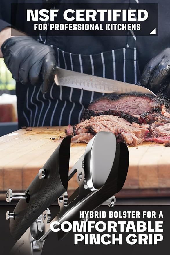 Dalstrong Carving Knife & Meat Fork Set - Gladiator Series Elite - 8" Honing Rod - Forged HC German Steel - 9 inch Carving Knife & Sheath - Hollow Ground Carving Set - Matching Fork - NSF Certified