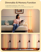 EDISHINE LED Corner Floor Lamp, Modern Slim Dimmable Light, Adjustable Height, 57.5" Minimalist Tall Lamp for Living Room, Bedroom, Office, 3000K Warm White Light (Gold)