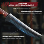 Boning Knife 7 inch - Brisket Trimming Knives for Meat Cutting, Black Butcher Slicing Knives with Full Tang Handle, Kitchen Fillet Knife for Birthday Dad Mom Gift