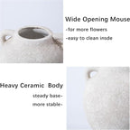 Ceramic Flower Vase, Porcelain Vases, 6 Inch Vintage Terracotta Vase with Hadle for Home Decor, Decorative Farmhouse Vase for Home Decor, Living Room, Shelf Decor, Farmhouse, Table, Lyeec