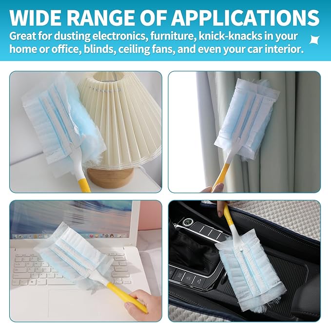 Disposable Microfiber Feather Duster Refills, Multi-Surface Duster Compatible with Swiffer Dusters Handle, 30 Count(Unscented, Pack of 1)