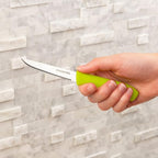 Paring and Garnishing Knife, 12-Piece Set, Knives with Straight Edge 3 Inch Blade, Stainless Steel, Spear Point, Fruit and Vegetable Cutting and Peeling, Green