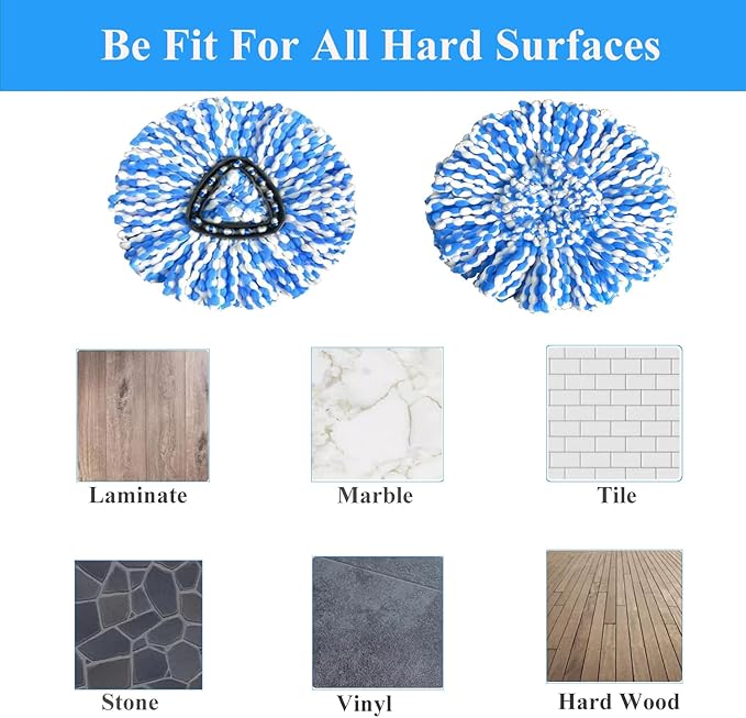 [10 Pack]Mop Heads Replacements, Spin Mop Replacement Head Deep Cleaning Machine Washable and Easy Replace,Spin Mop Refill Replacement Head 100% Microfiber,Mop Head Compatible with RinseClea