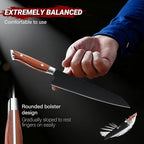 TIVOLI Chef Knife, 8 Inch Professional Cooking Knife, High Carbon Steel Ultra Sharp Deep Cutting Knife with Full Tang Ergonomic Wood Handle, Gift for Men Women Christmas