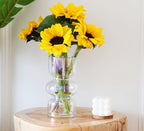 JSPYFITS Glass Hydroponic Flower Vase, 7 Inches Colored Glasses Bubble Vase for Flower, Three-Layer Glass Funky Vases for Home/Office/Weddings/Party Table Flowers Decor (Iridescent Clear)