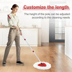 Mop Handle for Ocedar, Mop Handle for O Cedar, Spin Mop Replacement Handle for O Cedar, 4-Section Spin Mop Handles and Base for Ocedar, 30" to 58" Mop Stick Pole Handle and Base for Ocedar Spin Mop
