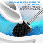 Toilet Brush and Holder Case Coated Metal Case and Stainless Steel Handle Toilet Cleaning Brush Double Layer Holder Long Brush Handle High Density Bristles Toilet Bowl Brushes Grey