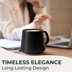 MIAMIO - Coffee Mugs Set of 4 / Large Ceramic Coffee Cups (14 oz) - Mug for Cappuccino, Tea, Espresso - Microwave and Dishwasher Safe - Luxe Collection (Black Series)