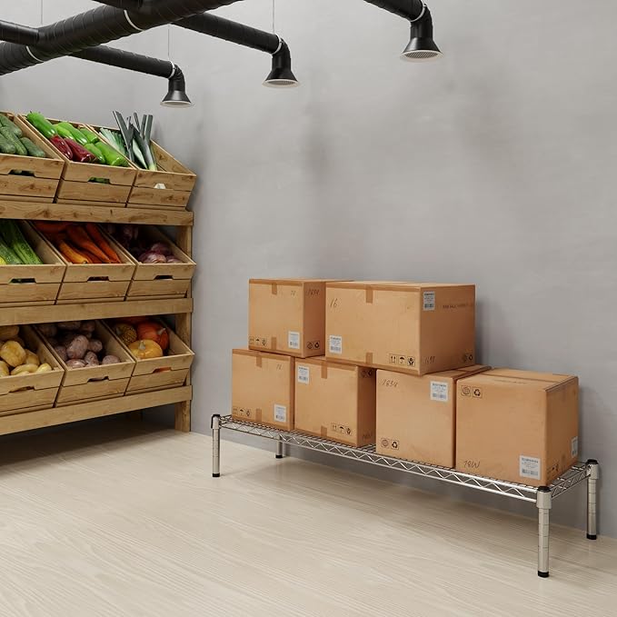 14" Deep x 48" Wide x 8" Height 1-Tier Wire Shelving Kit | NSF Commercial Storage Rack Unit