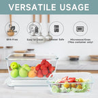 KOMUEE 203oz & 74oz Extra Large Glass Food Storage Containers with Lids, 2 Piece Airtight Big Glass Containers, Leak-proof, BPA-Free Lids with Carry Handle, Freezer Safe