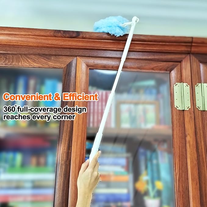 50 Count Heavy Duty Duster Refills for Swiffer Duster, Multisurface 360 Dusters Replacements with 3 ft Extended Handle, Unscented Disposable Dusters for Cleaning Home, Blinds, Ceiling Fans, Furniture