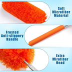 Tanlade 12 Pcs Microfiber Feather Duster for Cleaning 13-31 Inch Extendable Cobweb Dusters Ceiling Fan Duster Washable Bendable Tool for Office Car Window Furniture (Stylish Color)