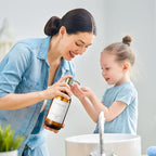 Glass Soap Dispenser for Kitchen Sink,Farmhouse Kitchen Dish Soap Dispenser&Hand Soap Dispenser Set,Rustproof Pump Bathroom Soap Dispenser with Tray,Waterproof Label for Kitchen Decor(Amber