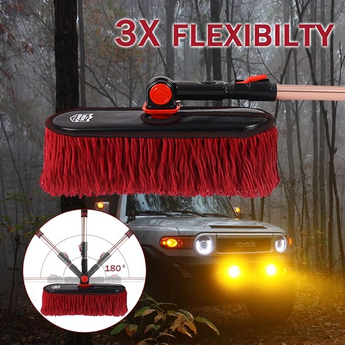 Car Duster Exterior，Scratch Free Soft Brush Kit for,Truck,SUV,RV and Motorcycle,Wax Cotton Hair, Extendable Handle,Car Feather Duster,No Lint，Gifts for Men Women