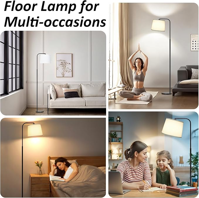 AKASUKI Floor Lamp for Living Room with 3 Color Temperatures, Foot Switch Standing Lamps for Living Room, Bedroom, Office, Arc Mordern Floor Lamp with 9W LED Bulb Included