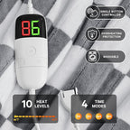 Heated Electric Blanketc Throw, 50X60 Heating Blanket with 10 Heat Level & 8 Hour Auto Off for Lap, Light Gray Checkered Plaid Sherpa Blankets Warmer Gift for Couch Grandma Women Adults Washable, ETL