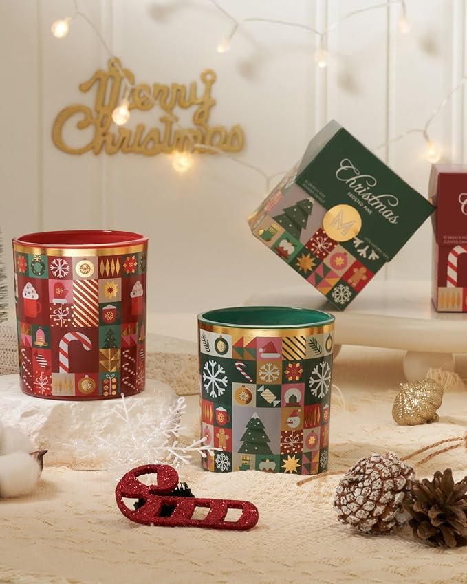 M&SENSE Magic Christmas 9.9oz All Natural Soy Wax Candle for Winter, 55 Hours Clean Non Toxic Scented Candle for Bathroom, Christmas Scented Gift for Celebration Holiday
